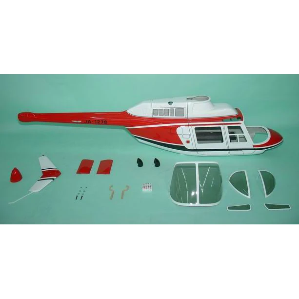 Funkey 700-size Jet Ranger Scale Fuselage - Red (include Scale Landing Gear FK-9663) 3 Funkey 700-size Jet Ranger Scale Fuselage - Red (include Scale Landing Gear FK-9663)