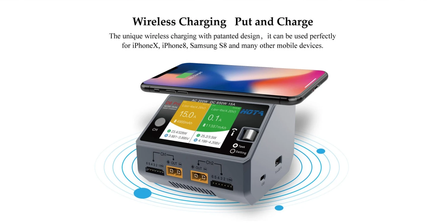 HOTA D6 Pro Wireless AC/DC Charger - Transparent Blue 7 HOTA D6 Pro Wireless AC/DC Charger - Transparent Blue - Image 5